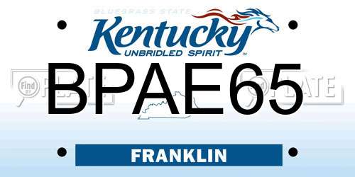 BPAE65 Kentucky License Plate