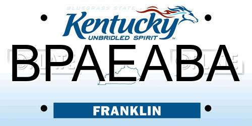 BPAEABA Kentucky License Plate