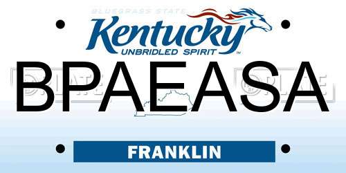 BPAEASA Kentucky License Plate