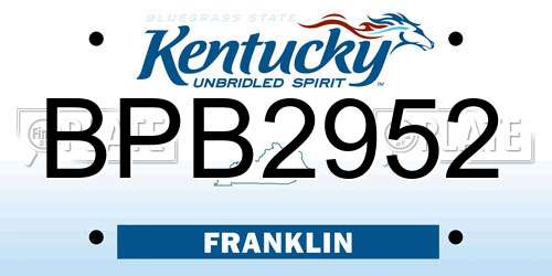 BPB2952 Kentucky License Plate
