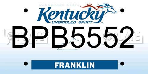 BPB5552 Kentucky License Plate