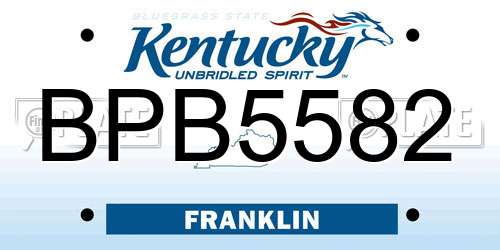 BPB5582 Kentucky License Plate