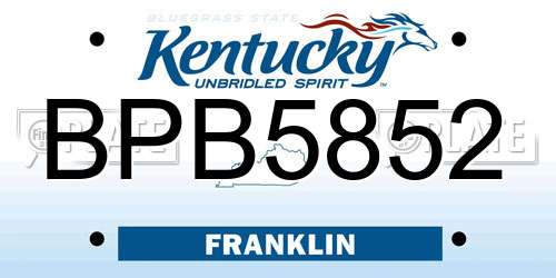 BPB5852 Kentucky License Plate