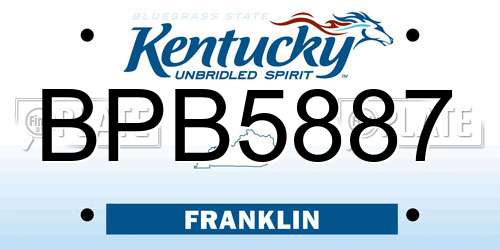 BPB5887 Kentucky License Plate