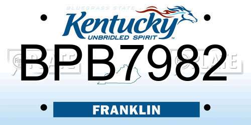 BPB7982 Kentucky License Plate