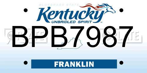 BPB7987 Kentucky License Plate