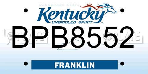 BPB8552 Kentucky License Plate