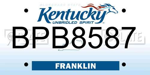 BPB8587 Kentucky License Plate