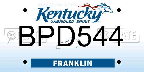 BPD544 Kentucky License Plate