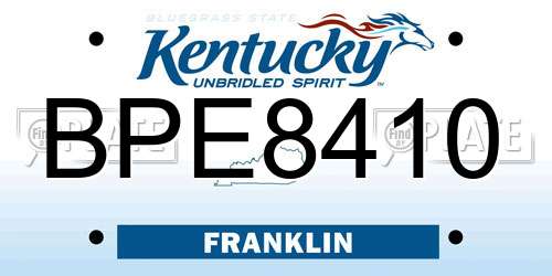 BPE8410 Kentucky License Plate