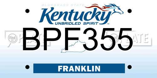 BPF355 Kentucky License Plate