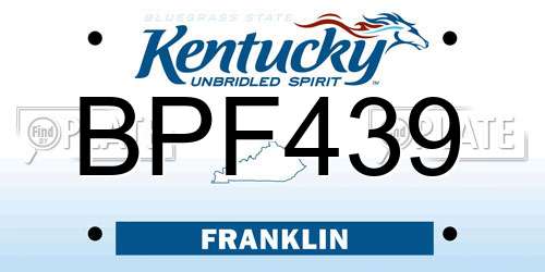 BPF439 Kentucky License Plate