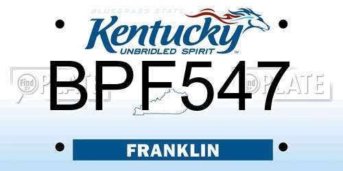 BPF547 Kentucky License Plate