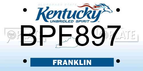 BPF897 Kentucky License Plate