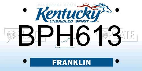 BPH613 Kentucky License Plate