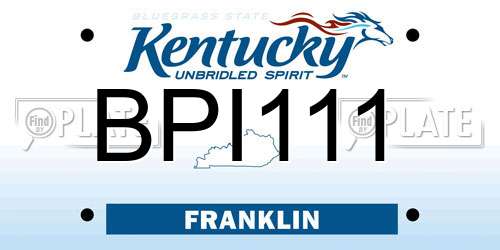 BPI111 Kentucky License Plate