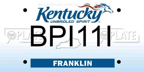 BPI11I Kentucky License Plate