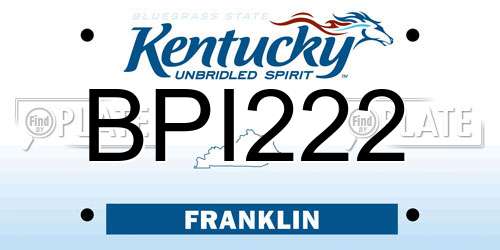 BPI222 Kentucky License Plate