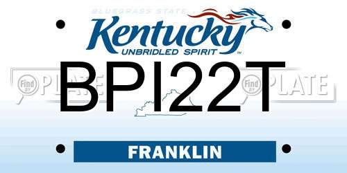 BPI22T Kentucky License Plate