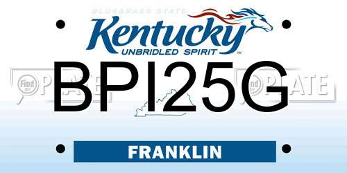 BPI25G Kentucky License Plate