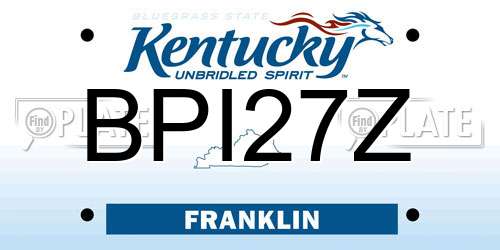 BPI27Z Kentucky License Plate