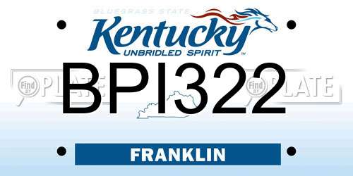 BPI322 Kentucky License Plate