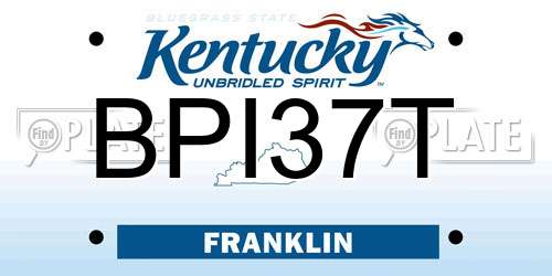 BPI37T Kentucky License Plate