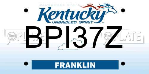 BPI37Z Kentucky License Plate