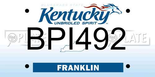 BPI492 Kentucky License Plate