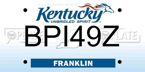 BPI49Z Kentucky License Plate