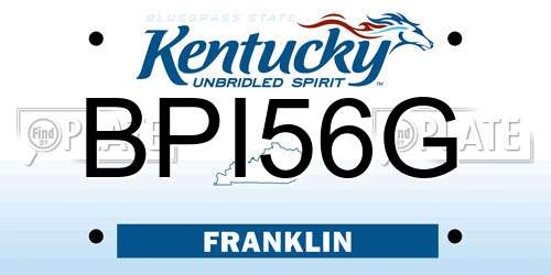 BPI56G Kentucky License Plate