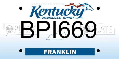 BPI669 Kentucky License Plate