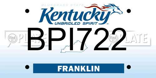 BPI722 Kentucky License Plate