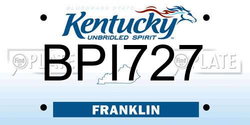 BPI727 Kentucky License Plate