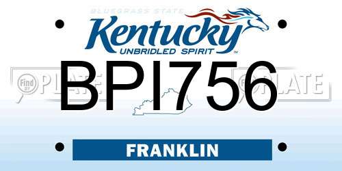 BPI756 Kentucky License Plate