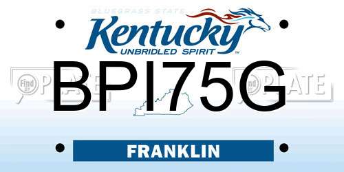 BPI75G Kentucky License Plate
