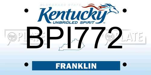 BPI772 Kentucky License Plate