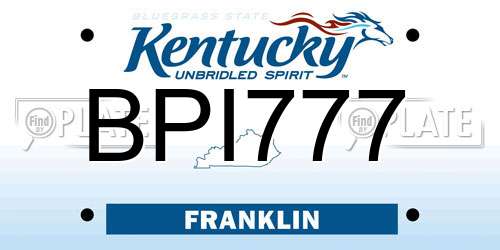 BPI777 Kentucky License Plate