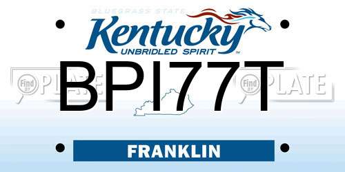 BPI77T Kentucky License Plate