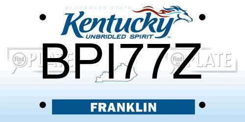 BPI77Z Kentucky License Plate