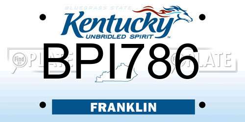 BPI786 Kentucky License Plate