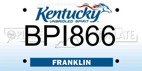 BPI866 Kentucky License Plate