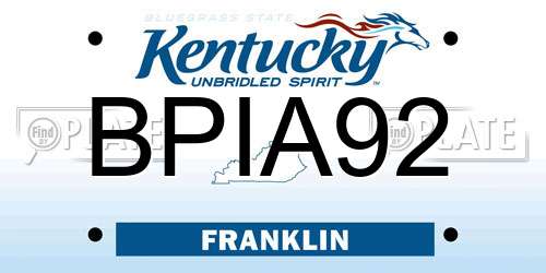 BPIA92 Kentucky License Plate