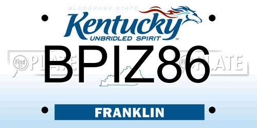 BPIZ86 Kentucky License Plate