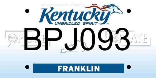 BPJ093 Kentucky License Plate