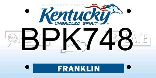 BPK748 Kentucky License Plate