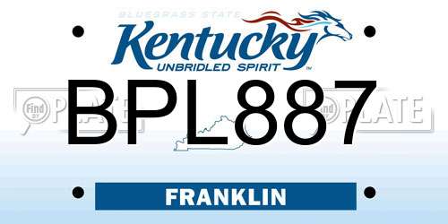 BPL887 Kentucky License Plate