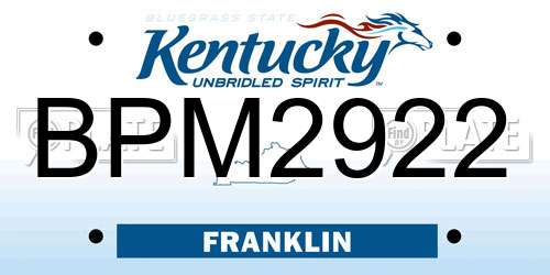 BPM2922 Kentucky License Plate