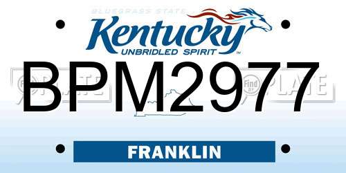 BPM2977 Kentucky License Plate