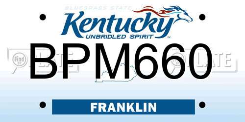 BPM660 Kentucky License Plate